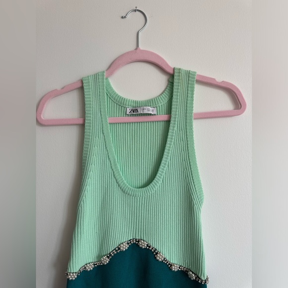 Zara blue dress with pearl and jewel detailing - Picture 3 of 5